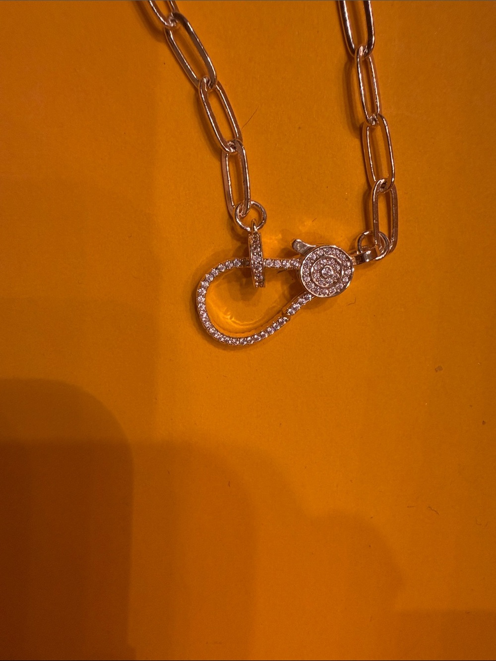STUNNING Gold Link Chain Necklace with Pave CZ Pendant